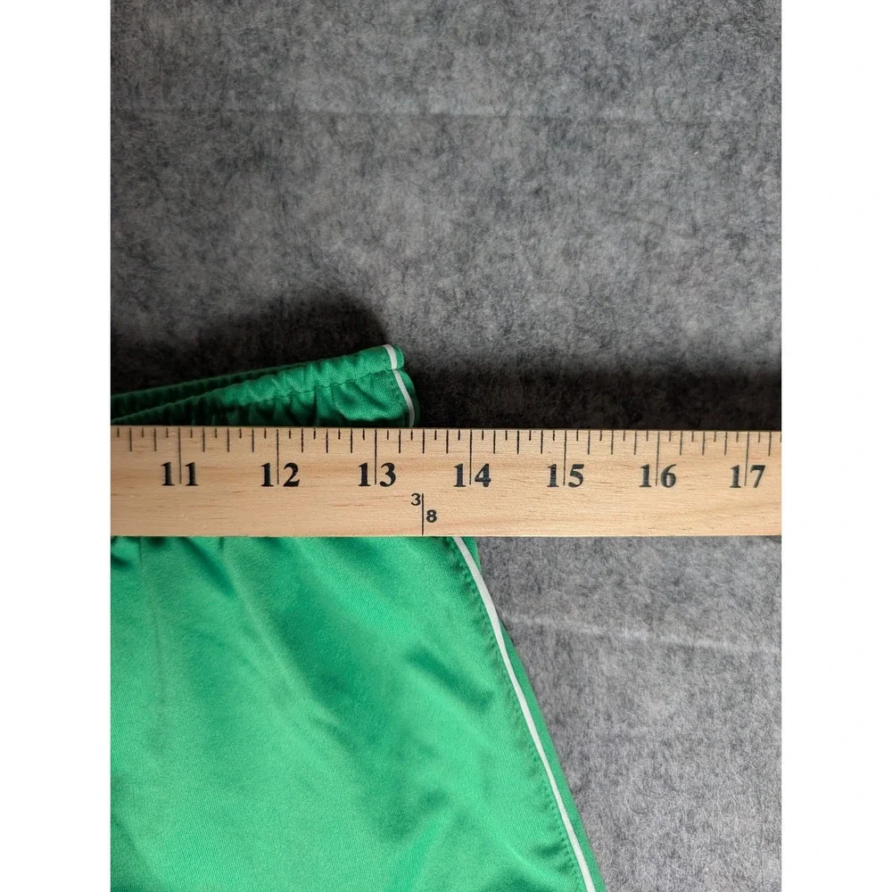 Reebok Mens Athletic Shorts Green White Piping Elastic Waist Drawstring Mesh